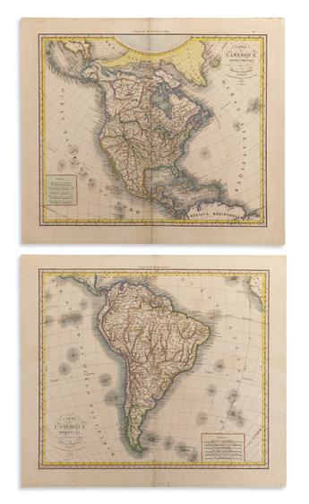 (AMERICAS.) Herrison, Eustache. Carte de lAmerique Septentrional; and: Carte de lAmerique Meridionale.
